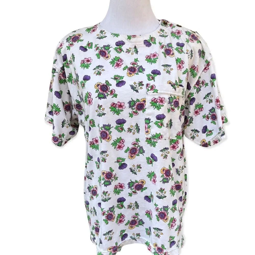 Vintage 80’s/ 90’s Lauren Brooke floral pocket T-shirt L